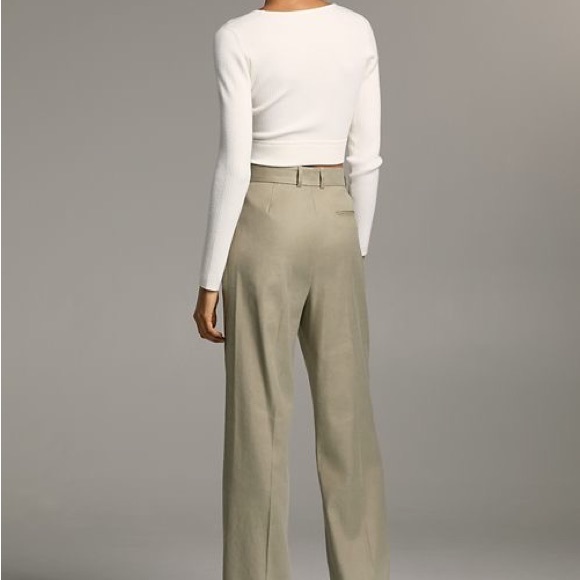 Aritzia Sadiki Pant - High Waist Wide Leg - Cream Linen 6 - Picture 6 of 6